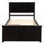 Lit plateforme avec rangement, 2 tiroirs avec roulettes, structure simple, espresso