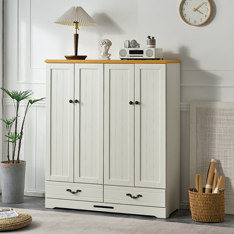 Garde-robe simple blanc cassé de style américain, H 54,33 po x l 47,24 po x P 18,11 po