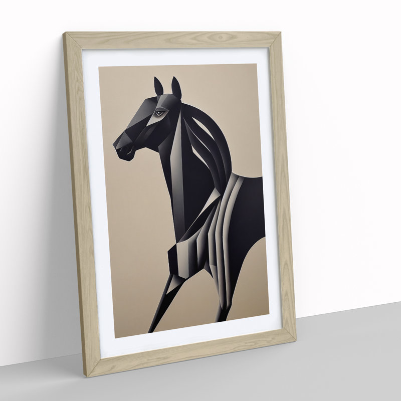 Horse Abstract No.3 - Single Picture Frame Print, 34cm H x 25cm W x 2cm D, Oak