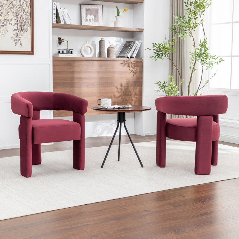 Chaise légère et luxueuse en velours, Rouge