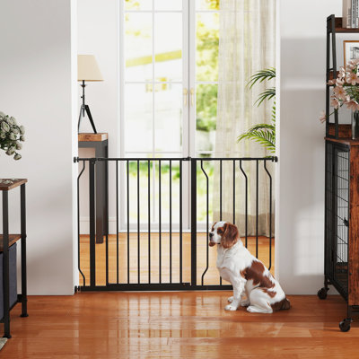 Dog Gate Wide Stair Gate with Door Pressure Fit 75-115W cm