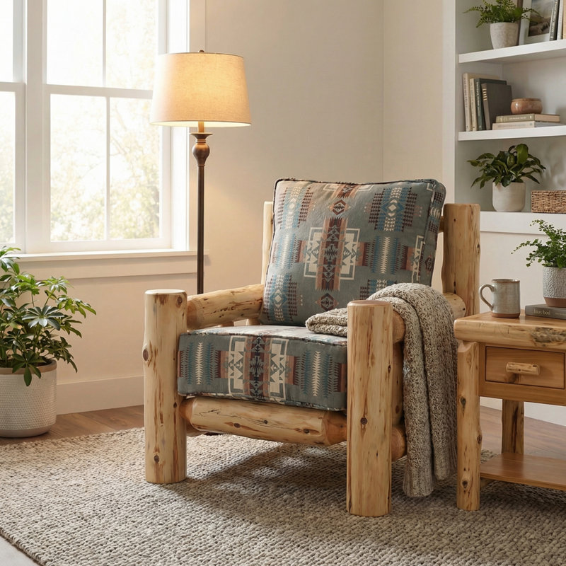  Chaise longue Cedar Log - Vintage - Tissu standard - Siège et dossier, Standard Fabric, Vintage