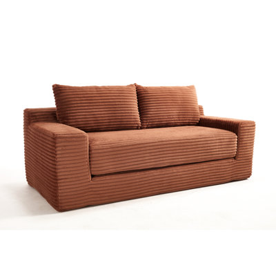 2 places orange avec fonction convertible, structure en acier, mousse à mémoire de forme, revêtement en velours côtelé, sans assemblage pour les petits coussins de bureau et de chambre à coucher sans mousse
