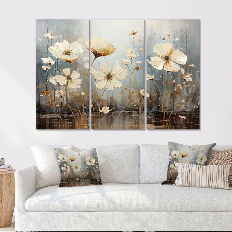 «Bloomed Flower Horizons I», ensemble d'art sur toile, Toile tendue, H 32 po x l 48 po x P 1 po