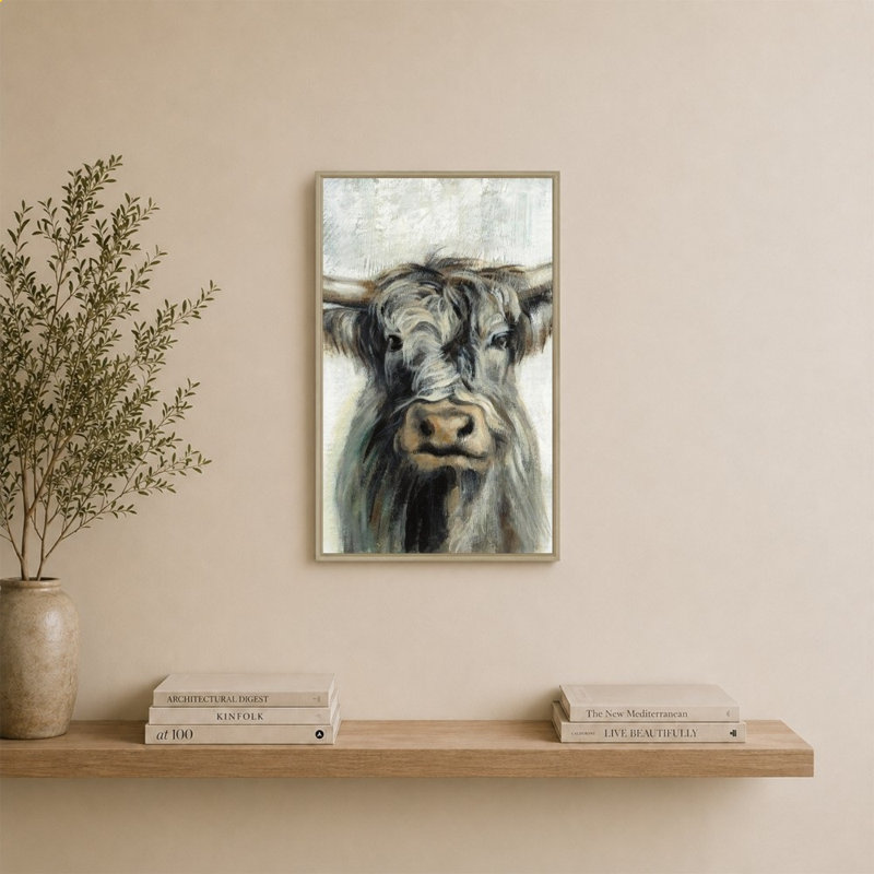 Vache Highland, H 34 po x l 24 po, Champagne