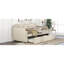 Lit de jour rembourré avec lit gigogne, support à lattes de bois, canapé-lit à structure rembourrée, simple, beige-129523381