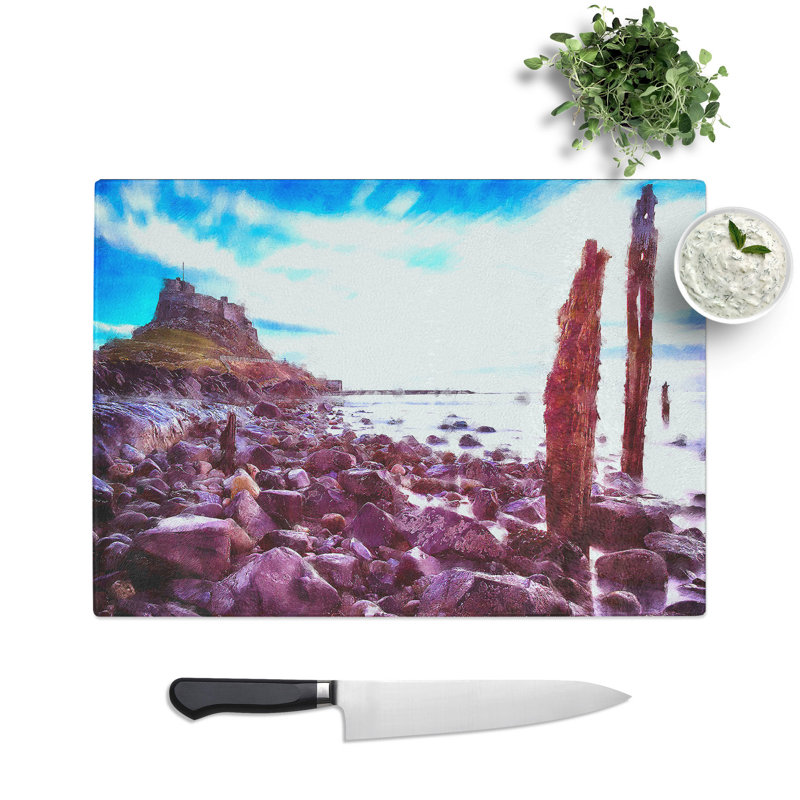 Holy Island in Lindisfarne Painting Chopping Board, 0.4cm H x 28.5cm W x 39cm L