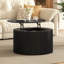Table basse ronde à plateau relevable, table d'appoint moderne en bois cannelé avec rangement caché pour le salon-1463047020