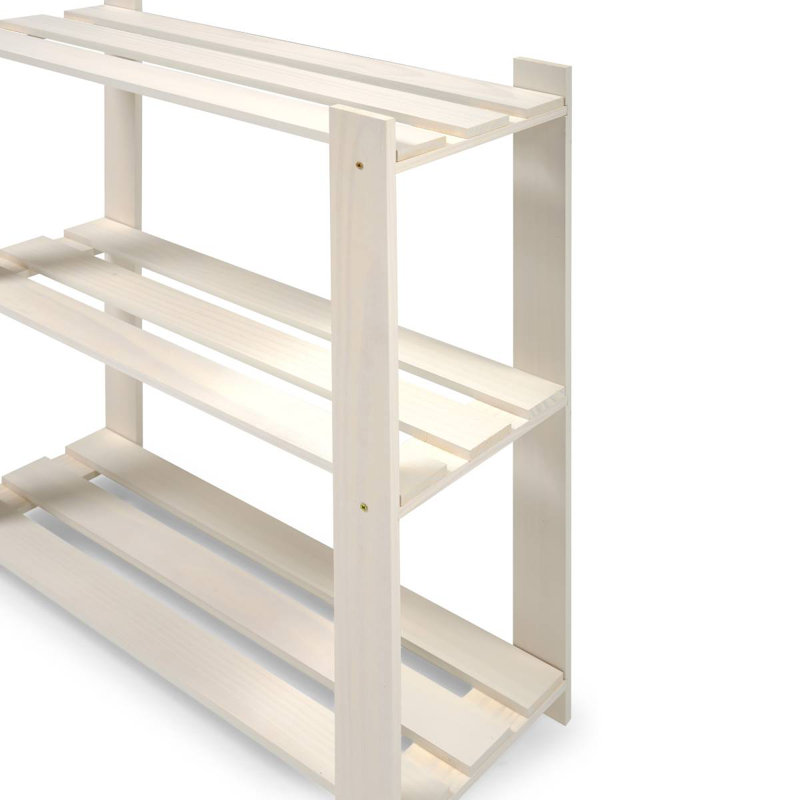 White Wash Solid Pine 3-Shelf Slatted Storage Unit