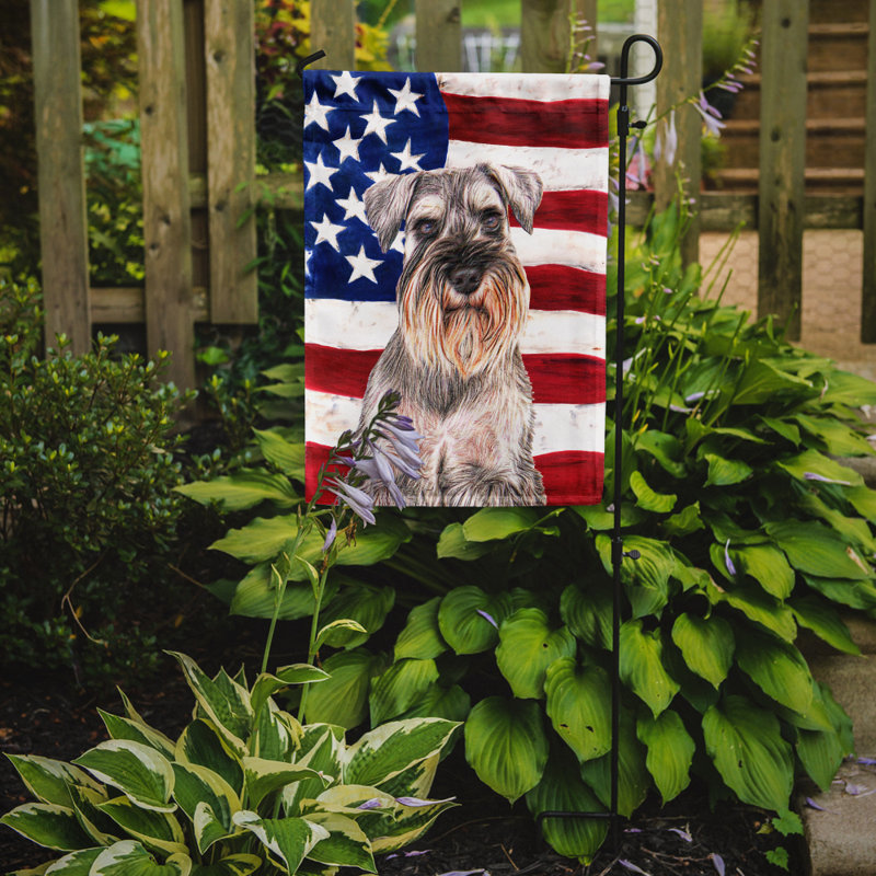 2 côtés en polyester de 2 côtés american drapeau de jardin, Schnauzer gris