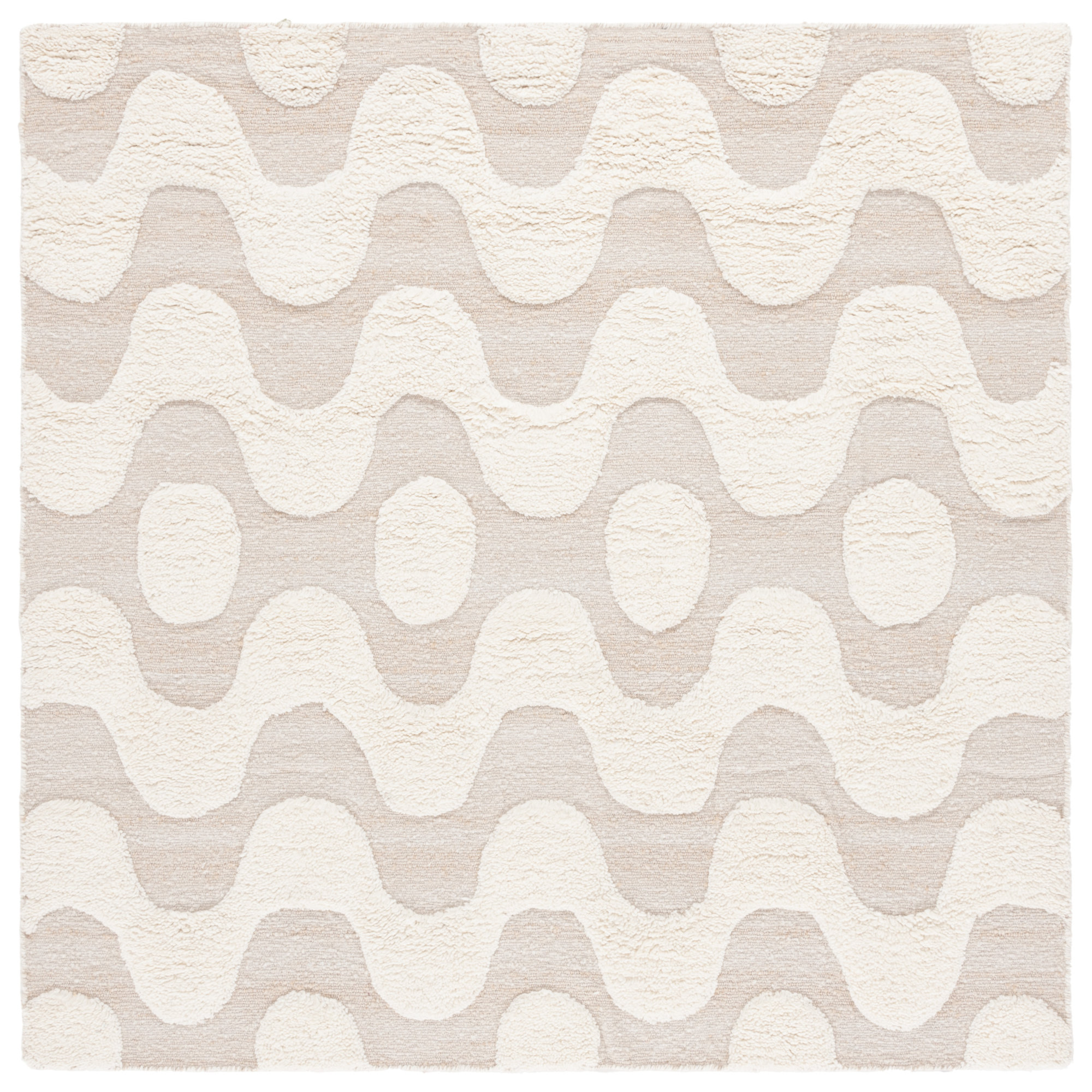 Mullen Handmade Ivory Rug, Square 6'