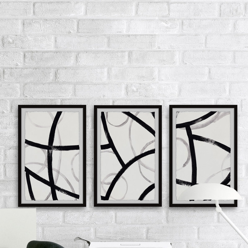 " Black And White Patterns " by Marmont Hill 3 - Pieces