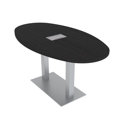 Oval Shaped Conference Table with Power And Data Module 6 Person Meeting Room Table by Inbox Zero