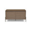 Buffet moderne à 2 portes avec meuble télé intégré, meuble de rangement en bois de noyer avec portes encadrées et pieds en métal