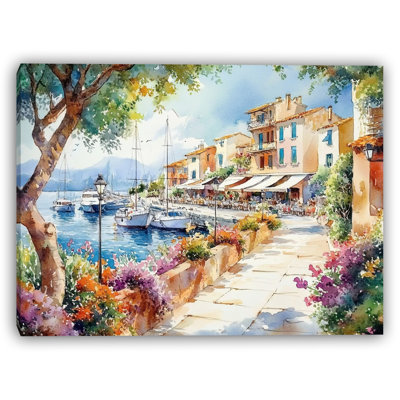 «Harbor Village» avec art mural sur toile tendue