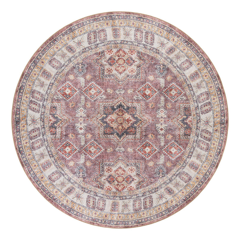 Mudgette Performance Chenille Floral Indoor Rug, Round 7'10" x 7'10"