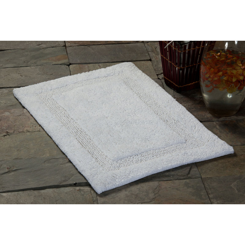Pullum Cotton Non-Slip Bath Rug, 34" x 21", White