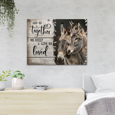 Couple of Donkey Together And So Together, ensemble de 1 impression sur toile tendue