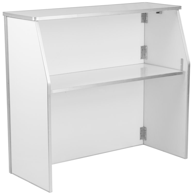 Bukowski 4' Folding Portable Event Bar with Top and Middle Shelves, White