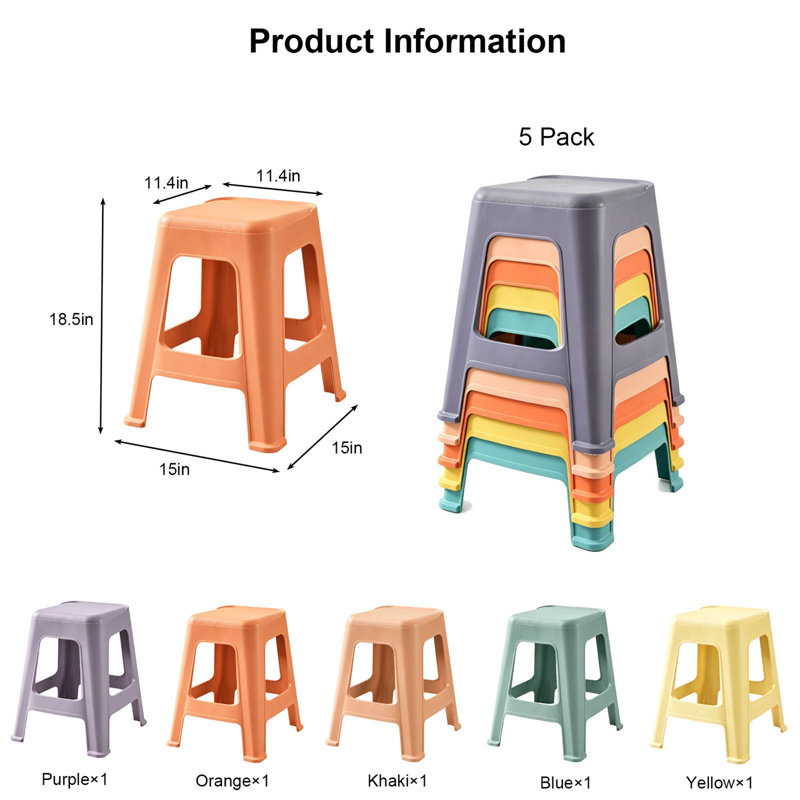 5 Pack Stackable Classroom Stools, 5