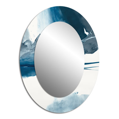 Imperial Blue Solitude I - Large Oval Wall Mirror On Metal