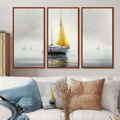 " Boat Anchored III - Coastal Boat " 3 - Pieces