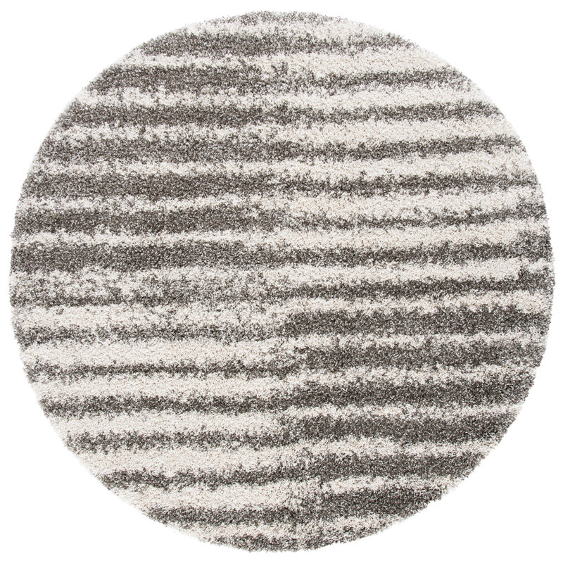 Audrianna Shag Performance Striped Rug, Round 7'
