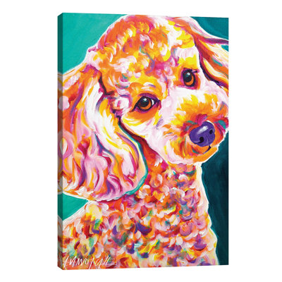 Curly The Poodle by DawgArt - Print on Canvas
