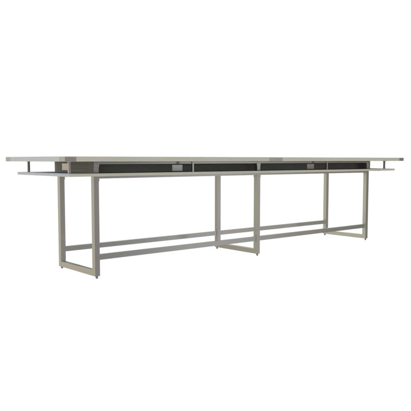 Table de conférence Mirella, H 42 po x L 192 po x p 47,25 po, Bois de frêne blanc, Gris