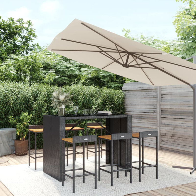 Miriyam Wicker Bar Set with Stools