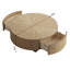 Table basse ronde de 35,4 po avec 2 tiroirs, plateau en placage de bois de frêne et pieds en acier au carbone, centre de rangement moderne pour petits espaces