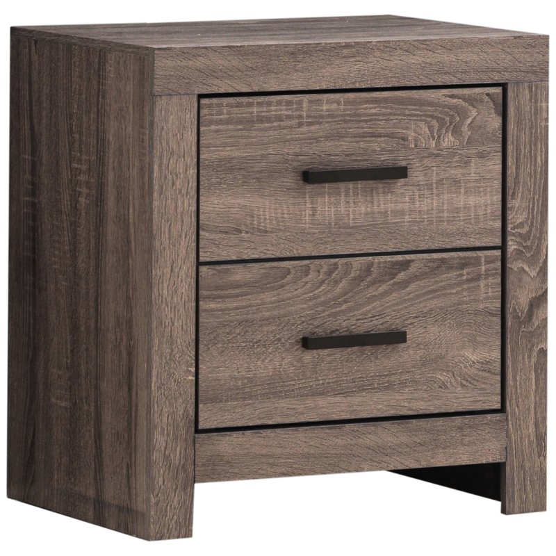 Table de chevet à 2 tiroirs en chêne, 32,93 lb, tiroirs spacieux et table de chevet de style rustique avec deux tablettes en chêne de 16,32 po de profondeur, conception rectangulaire moderne pour