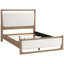 Lit tapissier contemporain brun avec éclairage et cadre à DEL, rails intégrés modernes pour chambre à coucher, mobilier idéal