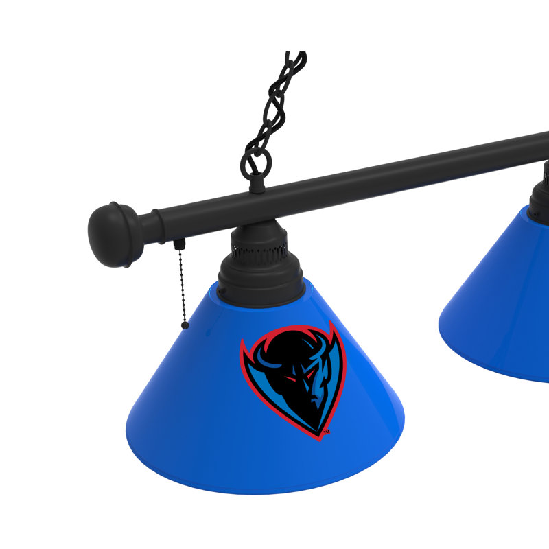 3 - Light Pool Table Lights Pendant, Black, DePaul Blue Demons