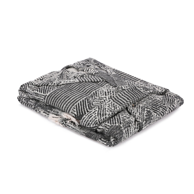 Peignoir au-dessus du genou 100% coton avec poches et capuche Kerin, P / M, Noir