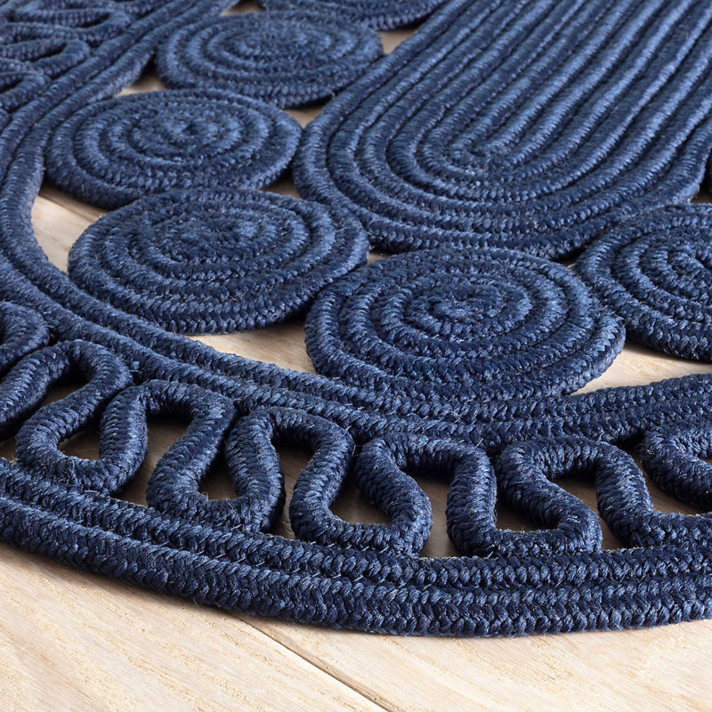 Tapis intérieur / extérieur bleu marine Reef, Ovale 3 pi x 5 pi