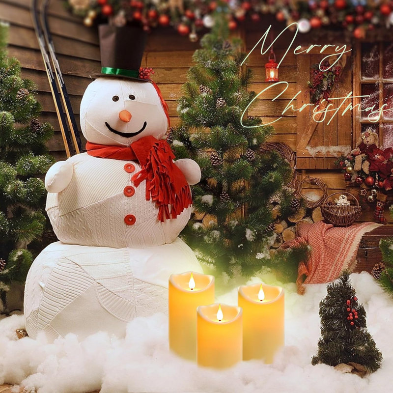 LED Outdoor Candle Light - Flickering, Battery-Powered, with Remote Control and Timer - Ivory White Plastic, 10cm, 12.5cm, 15cm Set of 3