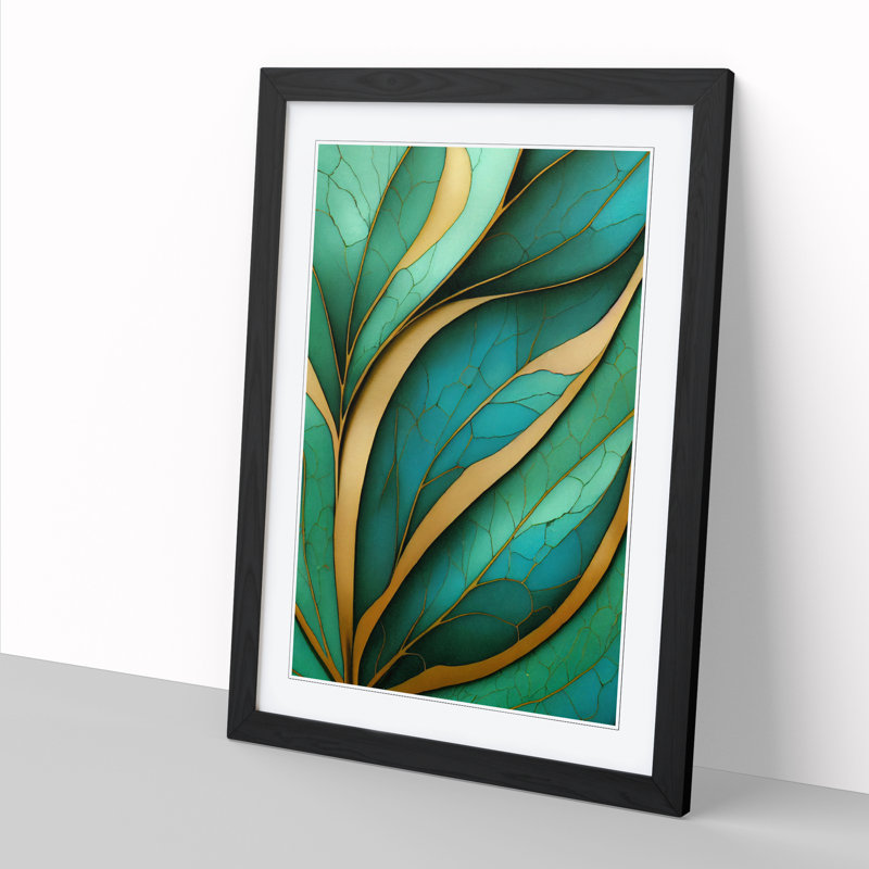 Tywonne Ivy Leaf Expressionism Style Vol.2 - Picture Frame Print, Black, 64cm H x 46cm W x 2cm D