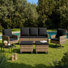 Ensemble de conversation modulaire en osier pour 5 personnes avec repose-pieds