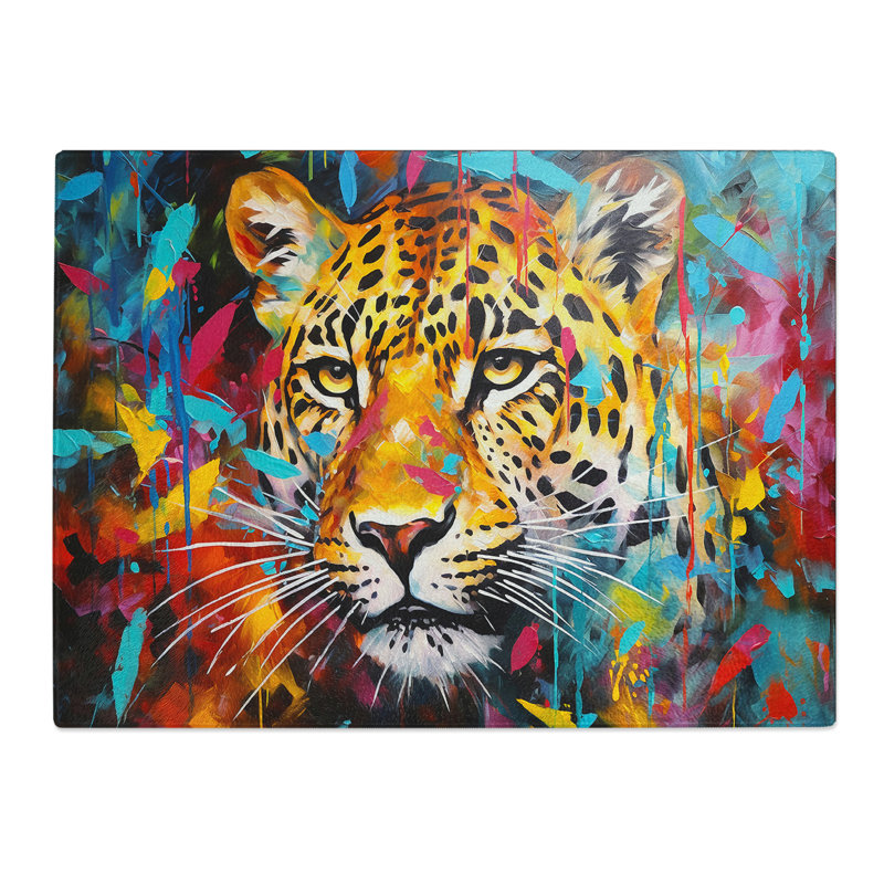 Leopard Abstract  Glass Chopping Board