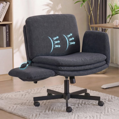 Cross-Legged Home Office Chair with Dynamic Airbag Back Support, Flip-Up Armrests