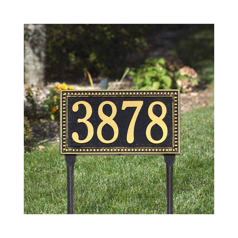 Egg and Dart 1-Line Lawn Address Sign, Yes, Antique Copper