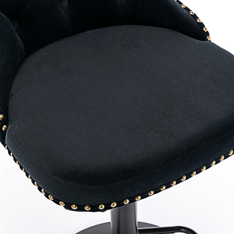 Ensemble de 2 tabourets de bar pivotants, Noir, Noir