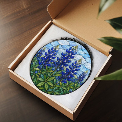 Attrape-soleil rond en vitrail (30 x 30 cm) avec chaîne en métal, idéal pour la décoration murale et extérieure. Une idée cadeau originale pour une pendaison de crémaillère ou la fête des mères. Convient autant à l'intérieur qu'à l'extérieur.