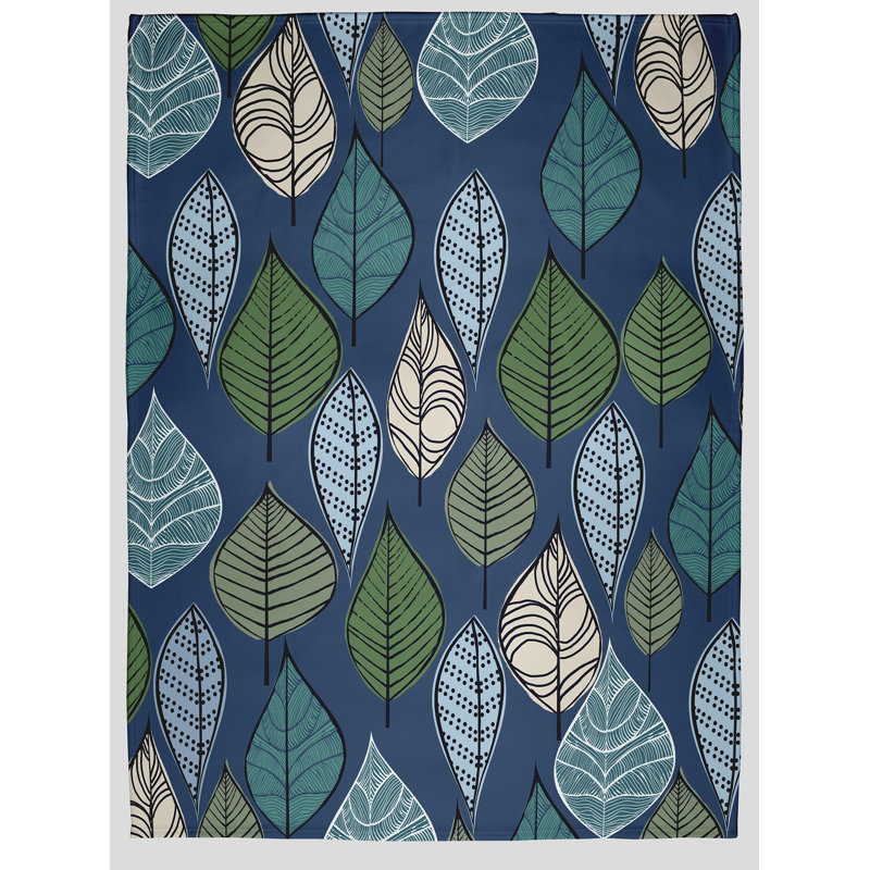 Autumn Leaves Fall Throw Blanket, 60" W x 80" L, Navy