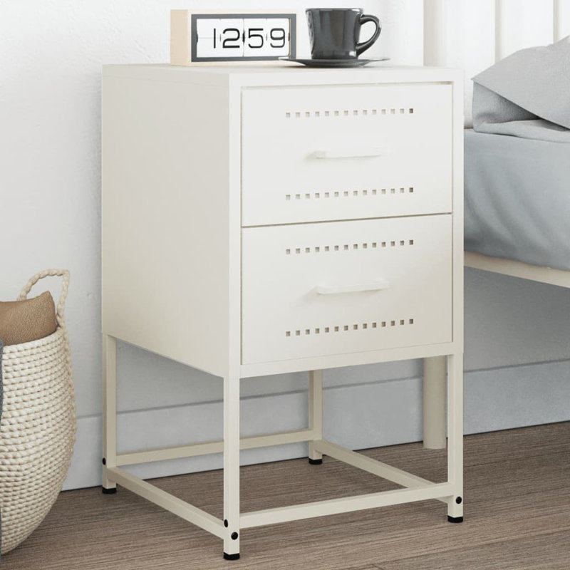 Bedside Cabinet 36x39x60.5 cm Steel, White, 2