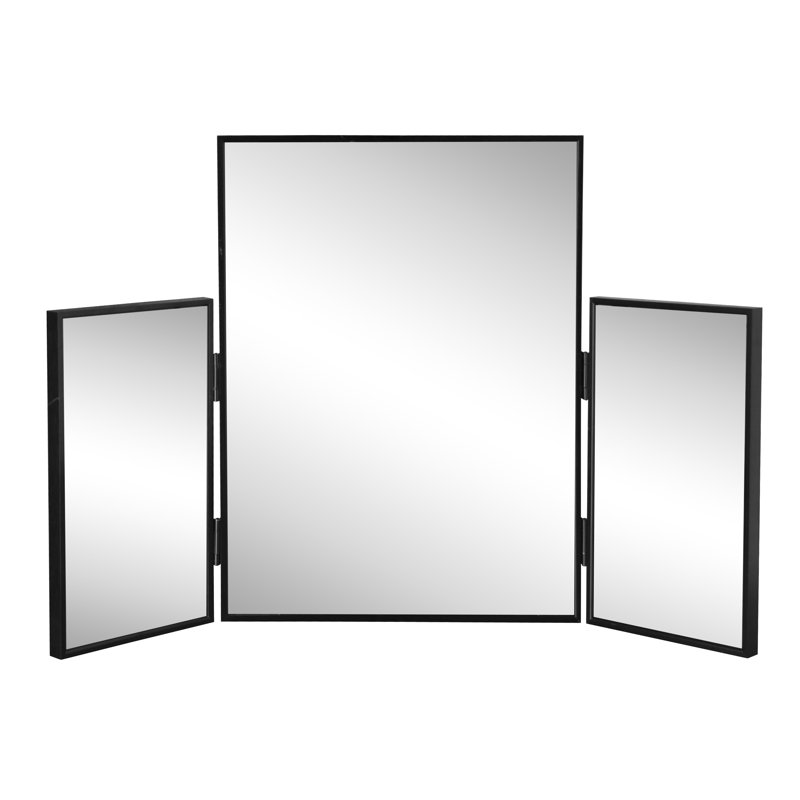 Miroir de salle de bain rectangulaire à trois volets ajustable en alliage d'aluminium à cadre triple en aluminium 30 po x H 20 po Orthos