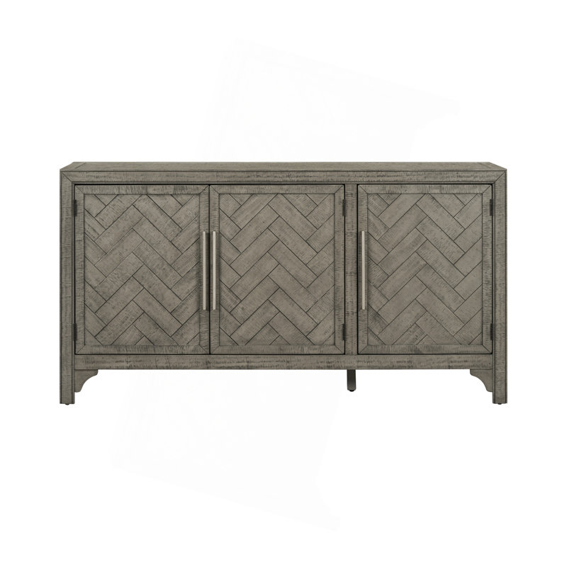 Buffet d'armoire de rangement avec panneau de fibres à densité moyenne et placage de pin, tablettes réglables, convient aux salons, aux entrées et aux salles d'étude.