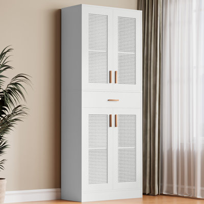 Maryclaire 70.9"H Kitchen Pantry with Rattan Doors and Adjustable Shelves by Hokku Designs