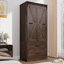 Armoire-penderie 72,8 po H avec armoire à lumière et capteur à 2 tiroirs, porte de grange coulissante pliante avec tringle pour chambre